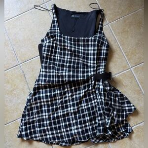 Zara Checkered Black and White Dress